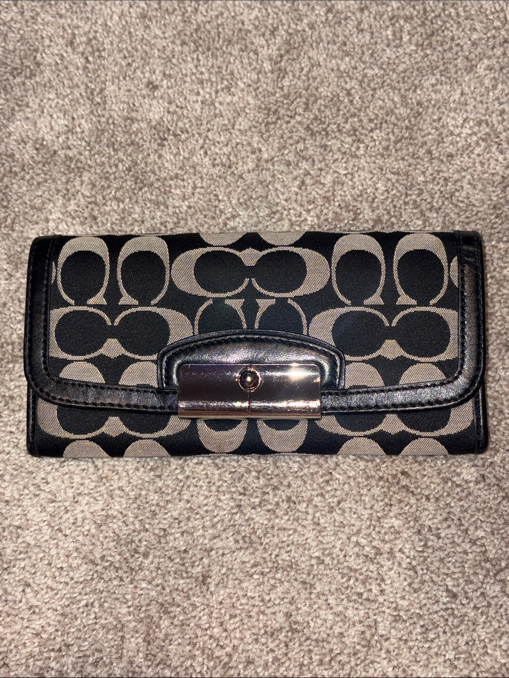 Coach Vintage Y2K Black Signature Jacquard Slim Envelope Wallet